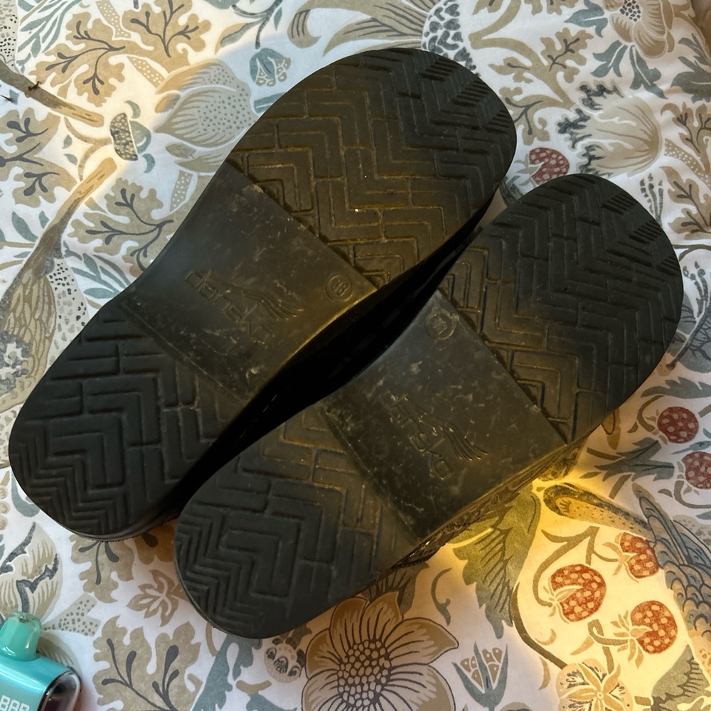 Gold and metallic leather dansko clogs